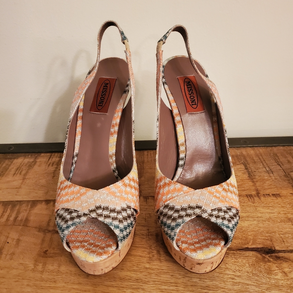 NIB Missoni Tessuto Slingback Platform w/ Signature Fabric - size 38